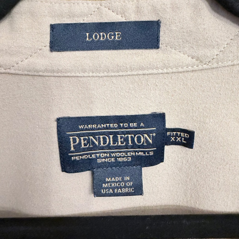Pendleton Lodge Shirt M XXL Fitted Wool Plaid Long Sleeve Button Down Tan Gold - Picture 5 of 7